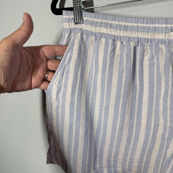 Rails Striped Paperbag Shorts Large Blue Linen Blend Flowy Lightweight Pull On - Picture 5 of 9